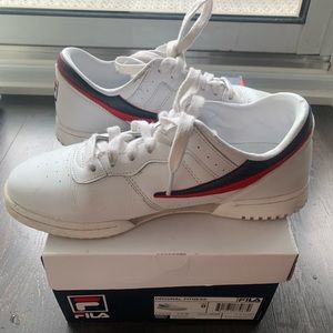Fila Original Fitness low top sneakers in white, red, and navy.